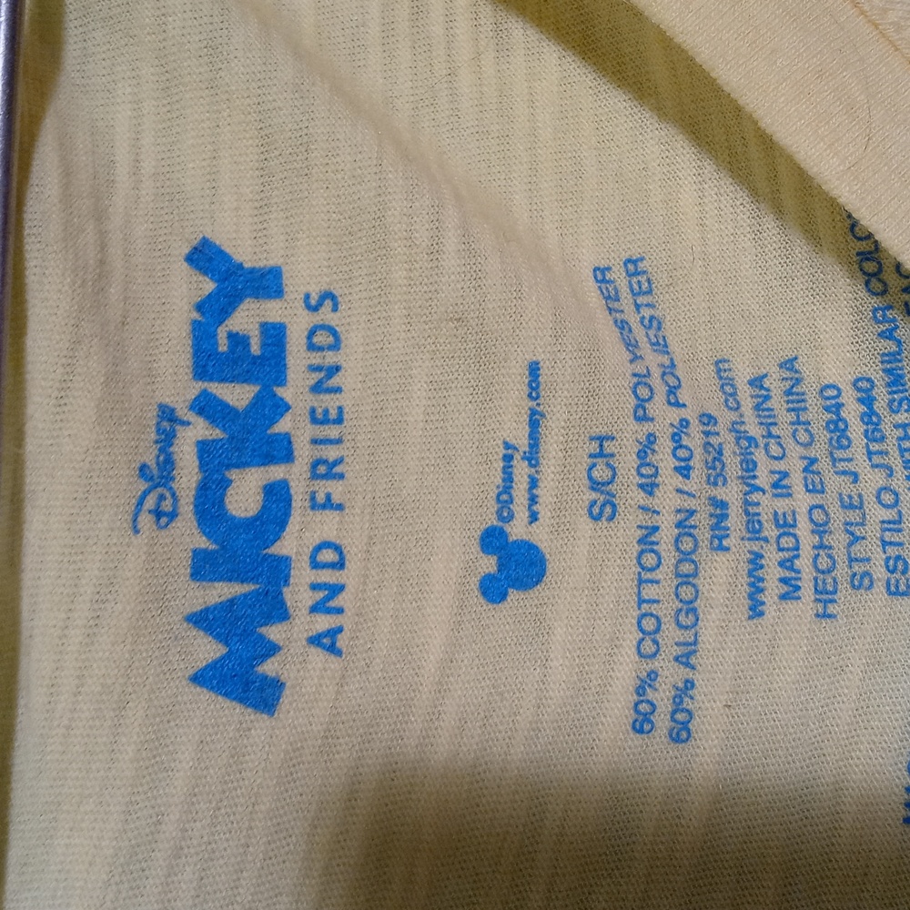 Women's Disney Mickey and Friends soft yellow v neck Sm T-shirt 👕 - Picture 2 of 6